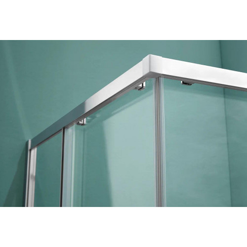 AQ ARI KV 08020CH Душевой уголок квадратный, двери раздвижные 800x800x2000 профиль хром, стекло прозрачное (AQ NAA 1142-80)