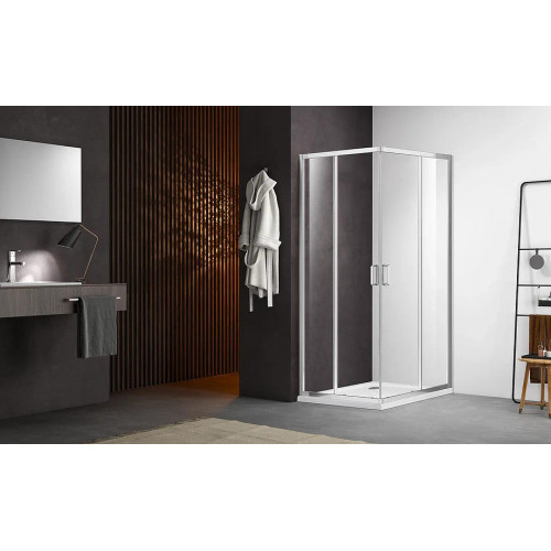 AQ ARI KV 08020CH Душевой уголок квадратный, двери раздвижные 800x800x2000 профиль хром, стекло прозрачное (AQ NAA 1142-80)