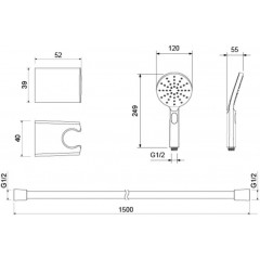 AQ2033CR ОБЕРОН душевой набор Select 120 3 jet