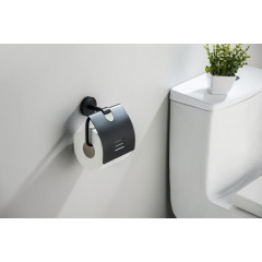 AQ4609MB БЕТТА бумагодержатель с крышкой, матовый черный