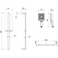 AQ2019MB ЛИБРА душевой гарнитур 3jet 68 см, матовый черный