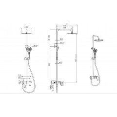 AQ2060MB ВЕГА душевая система (смеситель для душа) 3jet 250мм, матовый черный