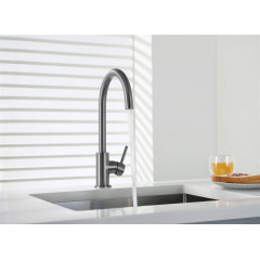 AQ1382BGM ЕВРОПА смеситель для кухни, оружейная сталь (шлиф. черный хром)