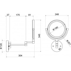 AQ4915CR зеркало косметическое настенное с подсветкой 5х