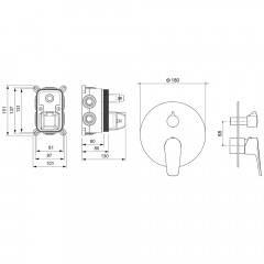 AQ1147BGM БЕТТА смеситель для ванны, 3 режима (внешняя и скрытая часть), оружейная сталь (шлиф. черный хром)