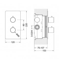 AQ1391BGM ЕВРОПА термостатический смеситель для душа 1 режим (внешняя и скрытая часть), оружейная сталь (шлиф. черный хром)