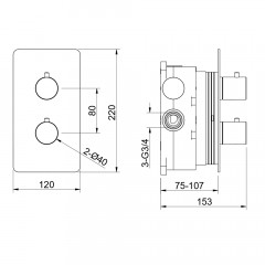 AQ1391BGM ЕВРОПА термостатический смеситель для душа 1 режим (внешняя и скрытая часть), оружейная сталь (шлиф. черный хром)