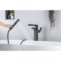 AQ1645MB ЛИБРА смеситель для ванны напольный, матовый черный