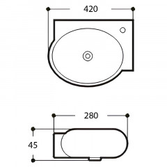 AQ5304-00 раковина 420*280*145