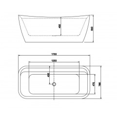 AQ-197778 АМАДЕО Ванна акриловая, отдельностоящая, 1700*780*650. В комплекте со сливом и ножками. Цвет белый глянцевый.