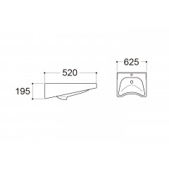 AQ2211-00 раковина для людей с ограниченными возможностями 630*530*180, крепеж