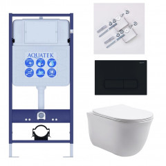 Set AQUATEK КЛАССИК (рама AQUATEK Standard INS-0000012 с звукоиз.прокладкой+крепеж KKI-0000002+кнопкаKDI-0000017+унитаз КЛАССИК AQ1111-00 с крышкой