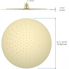 AQ2075BG круглый верхний душ 300*2 мм, шлиф. золото