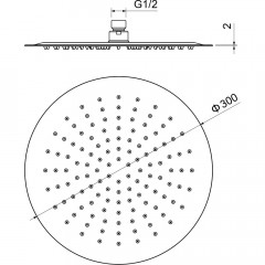 AQ2075BG круглый верхний душ 300*2 мм, шлиф. золото