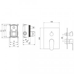 AQ1246BG ОБЕРОН смеситель для ванны 2 режима (внешняя и скрытая часть), шлиф. золото