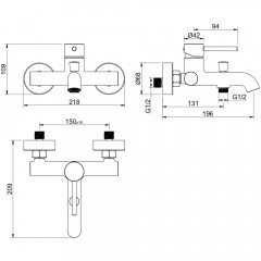 AQ1340BG ЕВРОПА смеситель для ванны, шлиф. золото