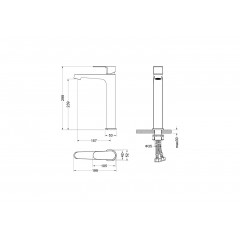 AQ1204BG ОБЕРОН смеситель для раковины высокий 240, без донного клапана, шлиф. золото