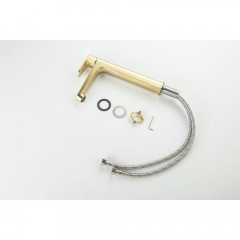 AQ1204BG ОБЕРОН смеситель для раковины высокий 240, без донного клапана, шлиф. золото