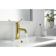 AQ1510PG КЛАССИК смеситель для раковины 72, без донного клапана, полир. золото