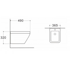 AQ1055-00 ЛИРА Биде подвесное 490*365*320, крепеж
