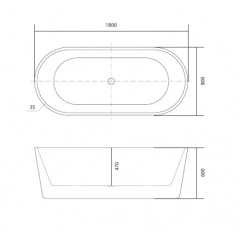AQ-99880 ОВО Ванна акриловая, отдельностоящая, 1800*800*600. В комплекте со сливом и ножками. Цвет белый глянцевый.
