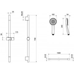 AQ2017CR БЕТТА душевой гарнитур 3jet 65 см