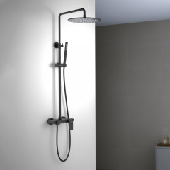 AQ2440MB ЛИРА душевая система (смеситель для ванны) 300мм, матовый черный