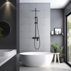 AQ2440MB ЛИРА душевая система (смеситель для ванны) 300мм, матовый черный