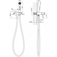 AQ1719BGM ЛУГАНО комплект для гигиенического душа встроенный (смеситель + гигиеническая лейка + шланг), оружейная сталь