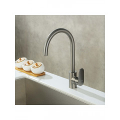 AQ1882BGM НИКА смеситель для кухни (полукруглый излив), оружейная сталь