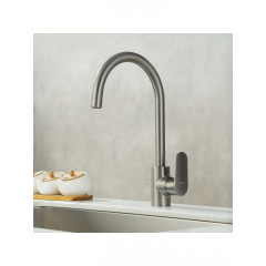 AQ1882BGM НИКА смеситель для кухни (полукруглый излив), оружейная сталь