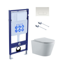 SET AQUATEK ВЕГА-1905-013 (рама AQUATEK Standard INS-0000012 с клавишей KDI-0000013 и крепежом KKI-0000001+унитаз ВЕГА AQ1905-00 с тонким сиденьем sc