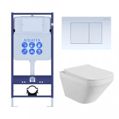 Set AQUATEK ЛИРА (рама AQUATEK Standard INS-0000012 с звукоиз.прокладкой+крепеж KKI-0000002+кнопкаKDI-0000009+унитаз ЛИРА AQ1155-00 с крышкой-сиденьем