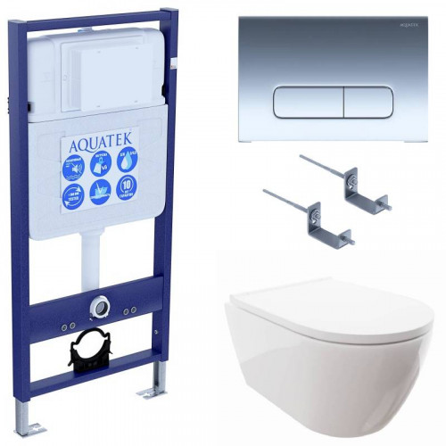 SET AQUATEK ПОЛАРИС (рама AQUATEK Standard INS-0000012+унитаз ПОЛАРИС AQ0700-00 с тонким сиденьем soft-close+ крепеж KKI-0000002 +панель KDI-0000016)