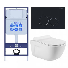 SET AQUATEK ДИВА-020 4в1 (рама AQUATEK Standard INS-0000012+ кркпеж KKI-0000002+клавиша KDI-0000020+унитаз ДИВА AQ2012-00 с тонким сиденьем soft-close