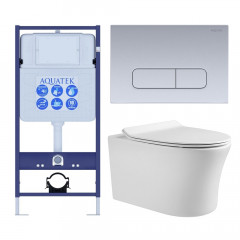 SET AQUATEK НИКА-014 4в1 (рама AQUATEK Standard INS-0000012+крепеж KKI-0000002+клавиша KDI-0000014+унитаз НИКА AQ2009-00 с тонким сиденьем soft-close)
