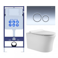SET AQUATEK НИКА-018 4в1 (рама AQUATEK Standard INS-0000012+крепеж KKI-0000002+клавиша KDI-0000018+унитаз НИКА AQ2009-00 с тонким сиденьем soft-close)