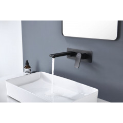 AQ1413MB ЛИРА смеситель для раковины настенный (внешняя и скрытая часть), матовый черный