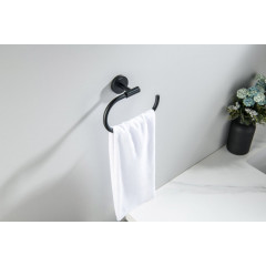 AQ4221MB ОБЕРОН полотенцедержатель овальный, матовый черный