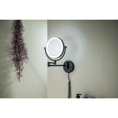 AQ4915MB зеркало косметическое настенное с подсветкой 5х, матовый черный