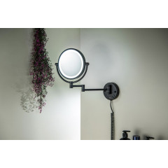 AQ4915MB зеркало косметическое настенное с подсветкой 5х, матовый черный