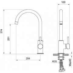 AQ1382CR ЕВРОПА смеситель для кухни