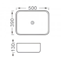 AQ5515-MB ВЕГА раковина 500*390*130 для установки на столешницу, матовый черный