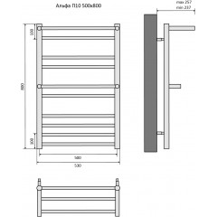 Альфа П10 500х800 Полотенцесушитель Aquatek