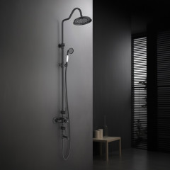 AQ2543MB КЛАССИК термостатическая душевая система с изливом 220мм, матовый черный