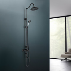 AQ2543MB КЛАССИК термостатическая душевая система с изливом 220мм, матовый черный