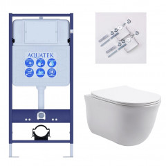 SET AQUATEK КЛАССИК (рама AQUATEK Standard INS-0000012(без клавиши) KKI-0000002 крепления+унитаз КЛАССИК AQ1111-00 с тонким сиденьем soft-close
