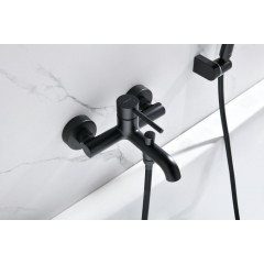 AQ1349MB ЕВРОПА смеситель для ванны с душевым набором 3jet, матовый черный