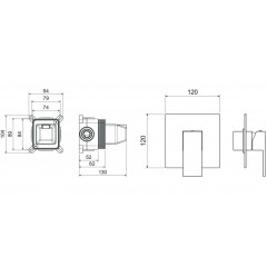 AQ1666MB ЛИБРА смеситель для душа 1 режим (внешняя и скрытая часть), матовый черный