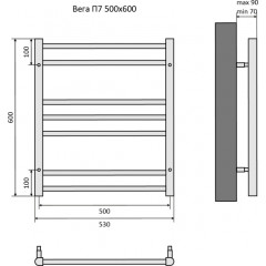 Вега П7 500х600 Полотенцесушитель Aquatek (черный муар)